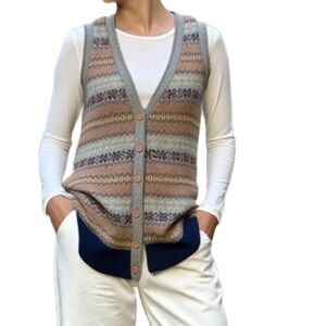 Fair Isle Style Wool Sweater Vest Size M